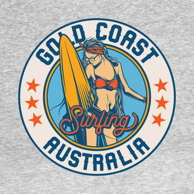 Vintage Surfing Badge for Gold Coast, Australia by SLAG_Creative